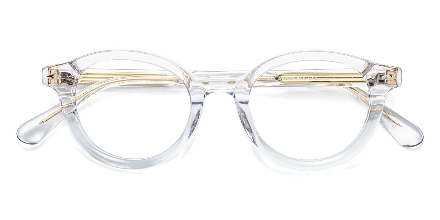Clear Narrow Acetate Round Full-Rim Eyeglasses | Yesglasses