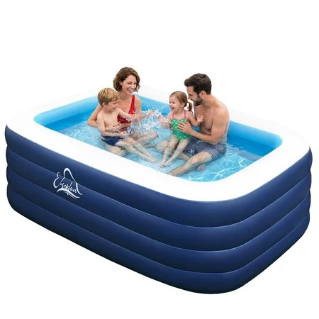 Inflatable Family Swimming Pool, 100"x60"x30" Oversized, Extra-Deep & Reinforced - for Adults, Kids, Backyard, Garden, Summer Fun | Walmart (US)