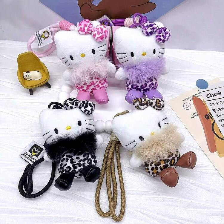 SANRIO 1pc Cute Plush Pendant, Cartoon Plush Doll Leopard Print KT Hanging Decoration, Plush Doll... | SHEIN