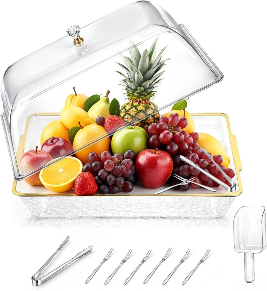 Chilled Serving Tray Charcuterie Board with Lid, Chilled Serving Trays for Parties, Perfect for C... | Amazon (US)