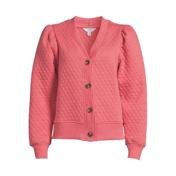 Time and Tru Women's Coordinating Quilted Puff Sleeve Top - Walmart.com | Walmart (US)