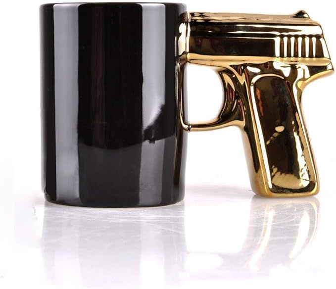 SIKOO Skull Gun Mug, Pistol Mug Skull Cup 3D Ceramic Coffee Mug Beer Mug, Gift for Men,14 oz(Blac... | Amazon (US)