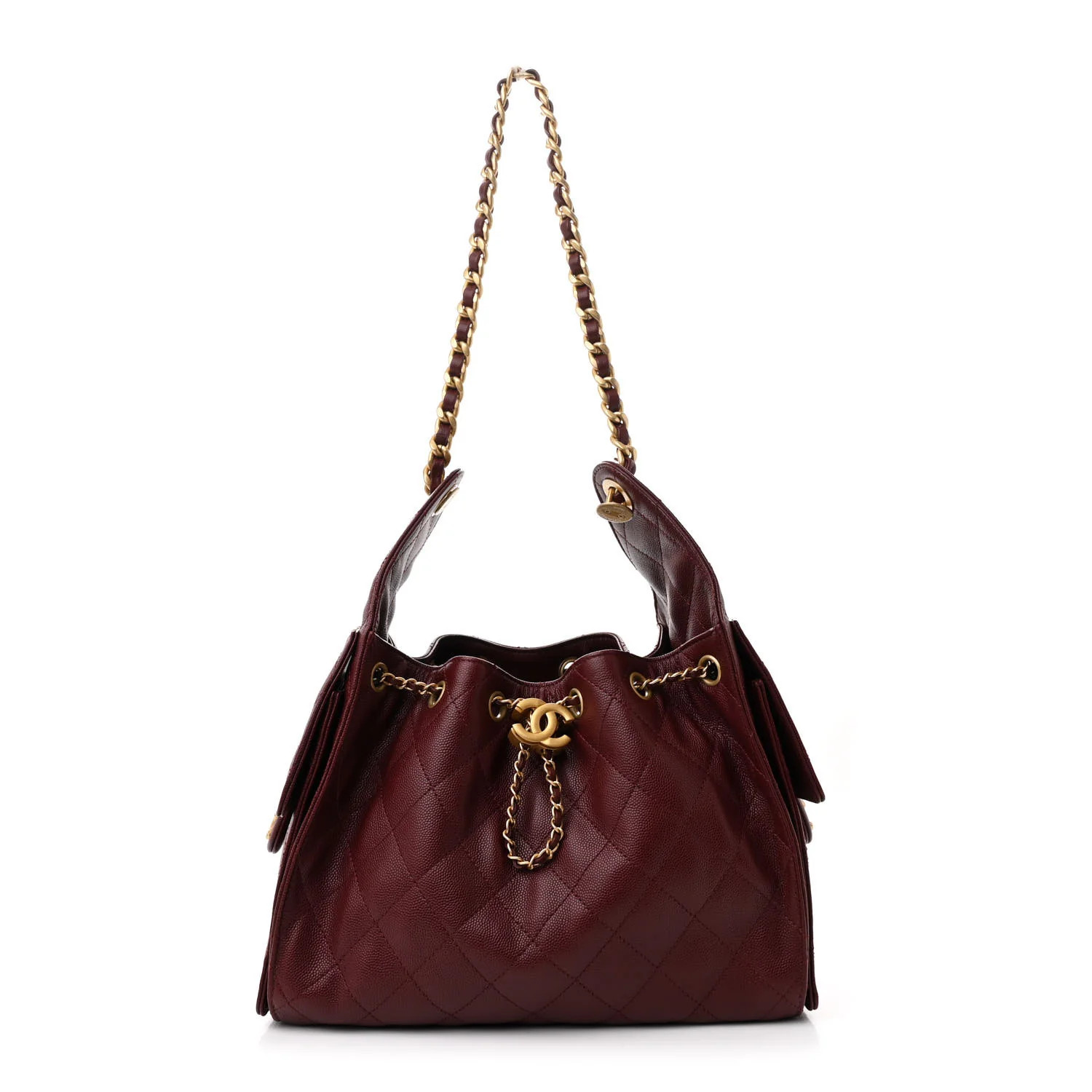 Chanel Caviar Quilted Small Chanel 25 Handbag Burgundy 1674594 | FASHIONPHILE (US)