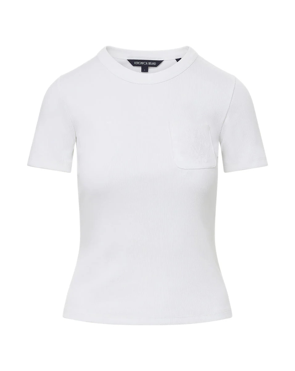 Pruitt Ribbed Tee | Logo Pocket | Veronica Beard