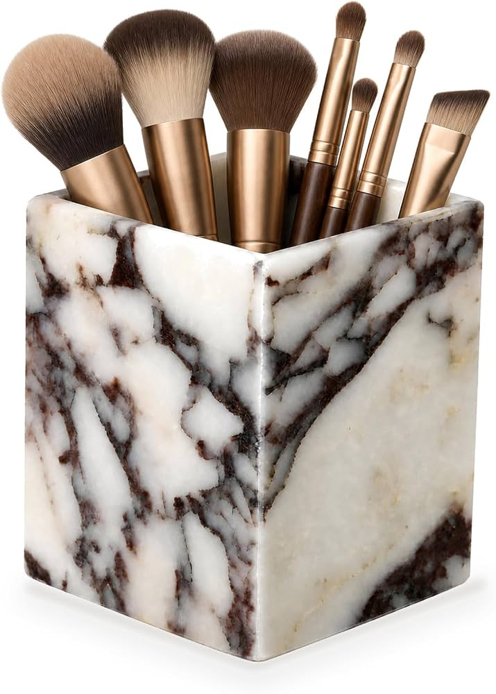 Real Marble Toothbrush Holder, Calacatta Viola Marble Bathroom Organizer | Amazon (US)