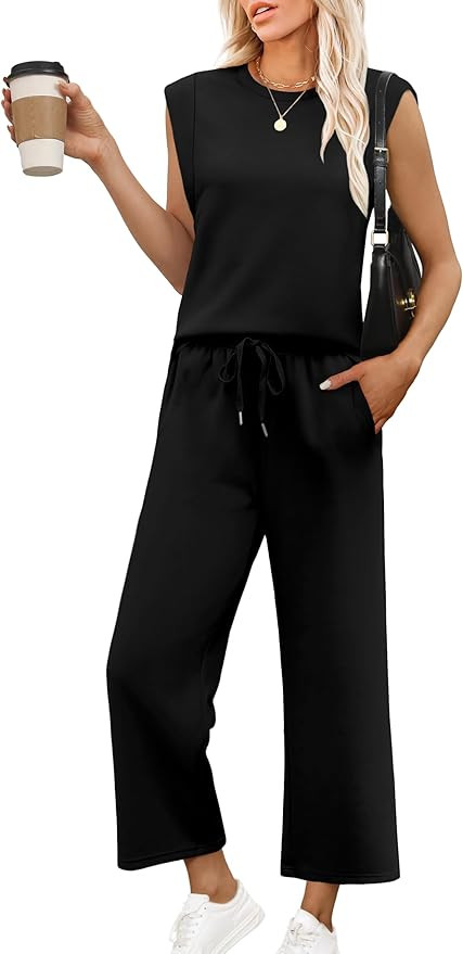 OFEEFAN Lounge Sets for Women 2 Piece Matching Sets Spring Summer Outfits Casual Cap Sleeve Crewn... | Amazon (US)