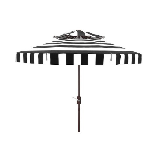 Safavieh Outdoor Living Elsa Fashion Line 9Ft Double Top Umbrella - Black/White | Bed Bath & Beyond