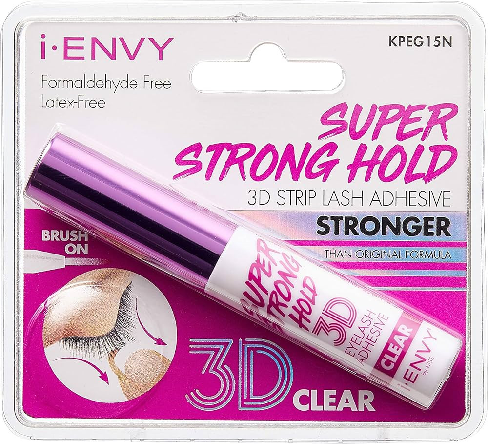 i-Envy by KISS Super Strong Hold 3D Strip Lash Glue, Waterproof Brush-On False Eyelash Adhesive, ... | Amazon (US)