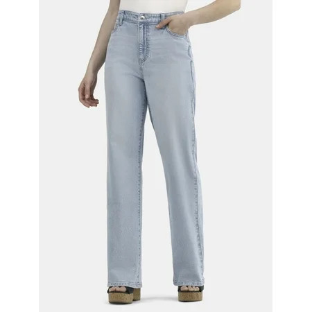 No Boundaries High Rise Baggy Wide Leg Jeans, 32" Inseam, Women’s and Women's Plus | Walmart (US)
