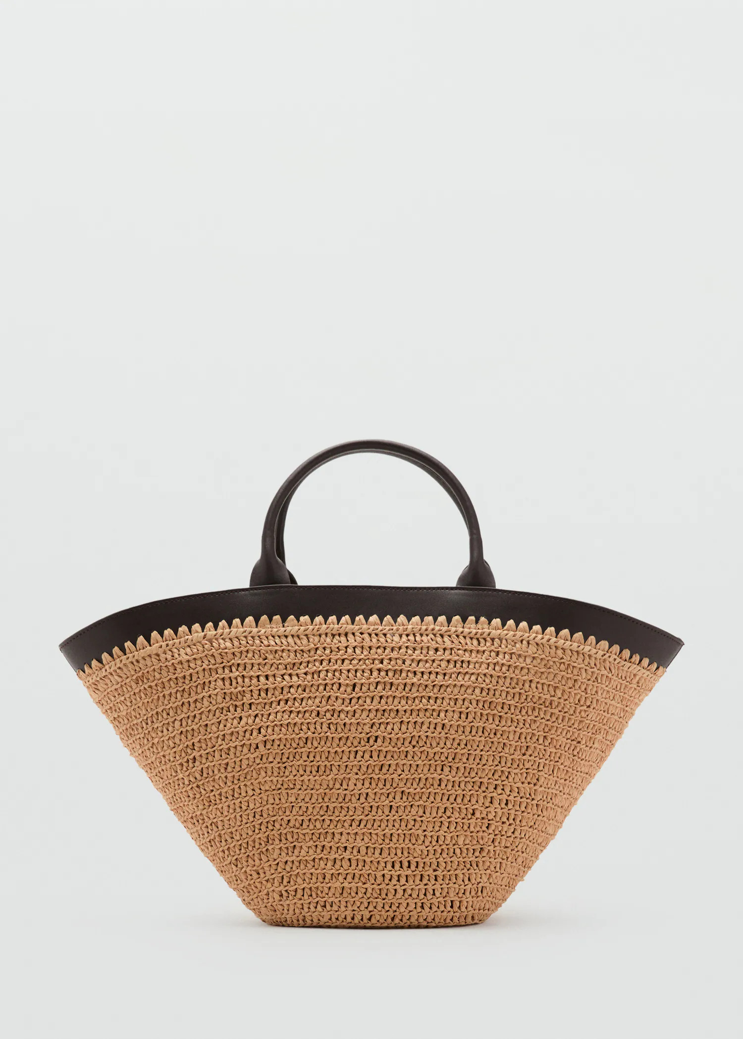 Large natural fiber bag with double handle - Women | MANGO USA | Mango (US/MX/AU)