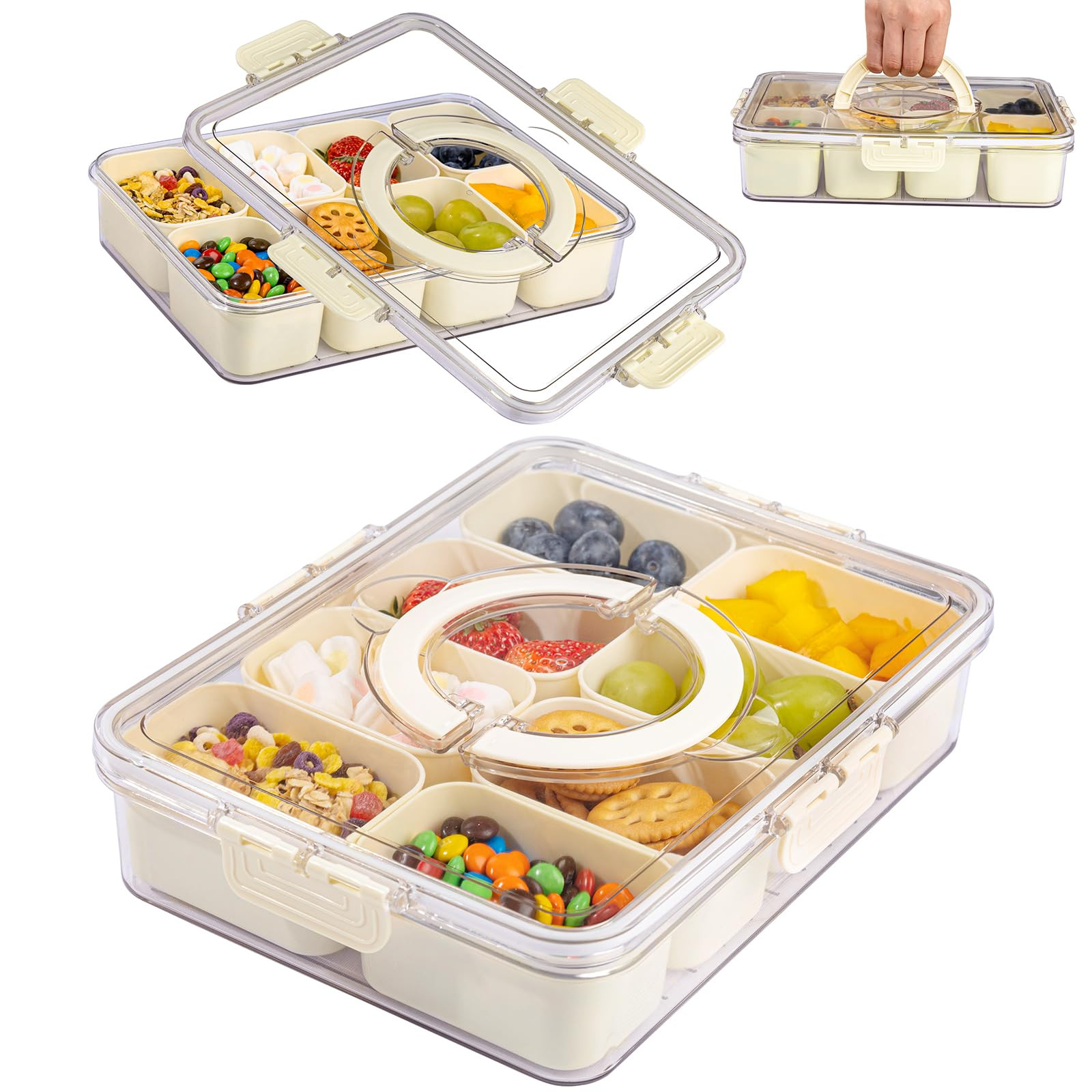 U-QE Dishwasher Safe Snackle Box Container with 8 Small Snacks Box - Premium Ivory Plastic Divide... | Amazon (US)
