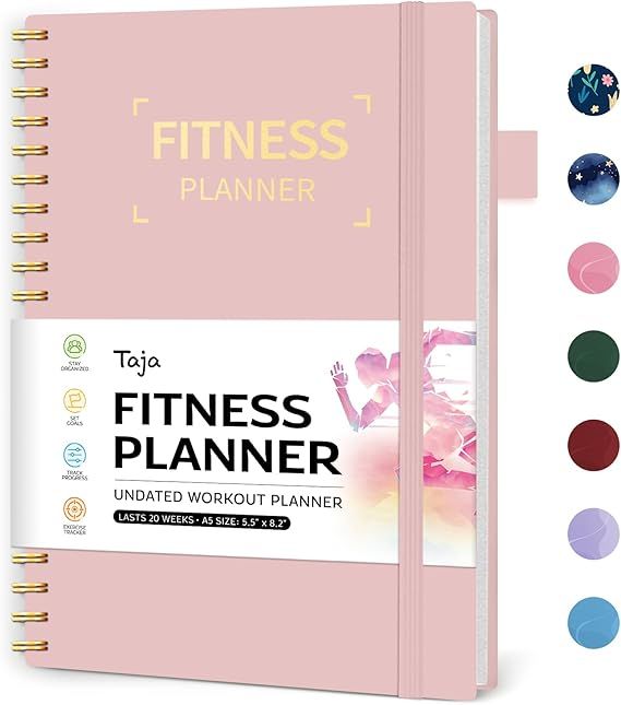 Fitness Workout Journal for Women & Men, A5(5.5" x 8.2") Workout Log Book Planner for Tracking, P... | Amazon (US)