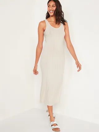 Fitted Sleeveless Rib-Knit Midi Dress for Women | Old Navy (US)