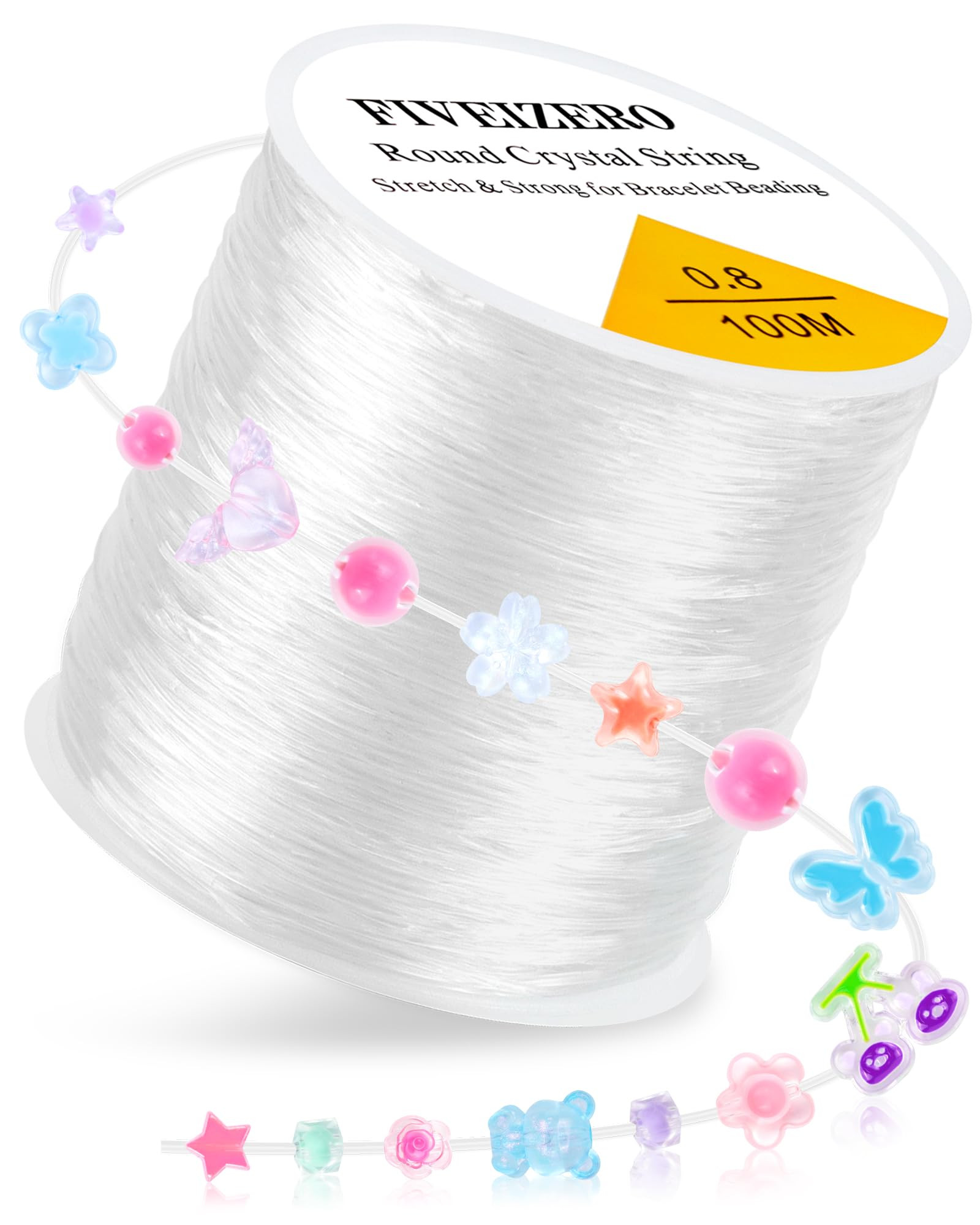 1 Rolls FIVEIZERO Elastic Bracelets String Cord,0.8 Round Crystal Elastic String for Bracelets Ne... | Amazon (US)