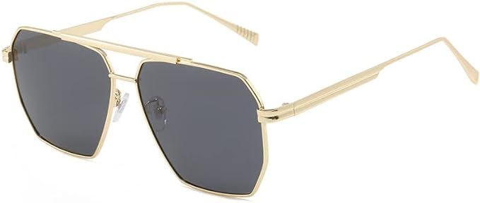 Retro Oversized Square Polarized Sunglasses for Women Men Classic Vintage Metal Frame Sun Glasses... | Amazon (US)