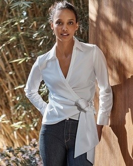 Tie-Waist Poplin Shirt | White House Black Market