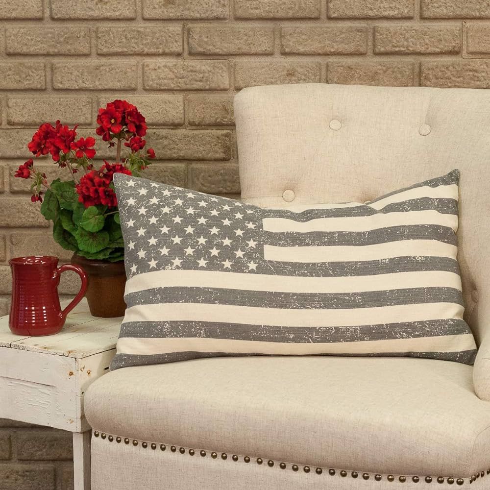 Piper Classics Stenciled Flag Throw Pillow Cover, 16" x 26" | Amazon (US)