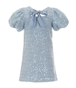 Social Little Girls Tweed Bow Neck Dress | Dillard's