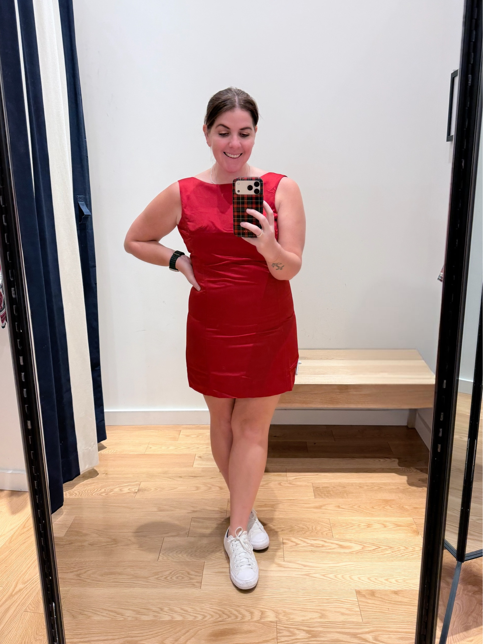 A red dress is a staple for all of your holiday events! This one is from J. Crew and it runs SMALL!!! I am typically a 10, this is a 12 and didn’t even zip. It is a thicker fabric, so you would definitely need to size up 1 to 2 sizes! This is a dress you can dress up or down for any holiday need! 

#LTKMidsize #LTKHoliday #LTKootd