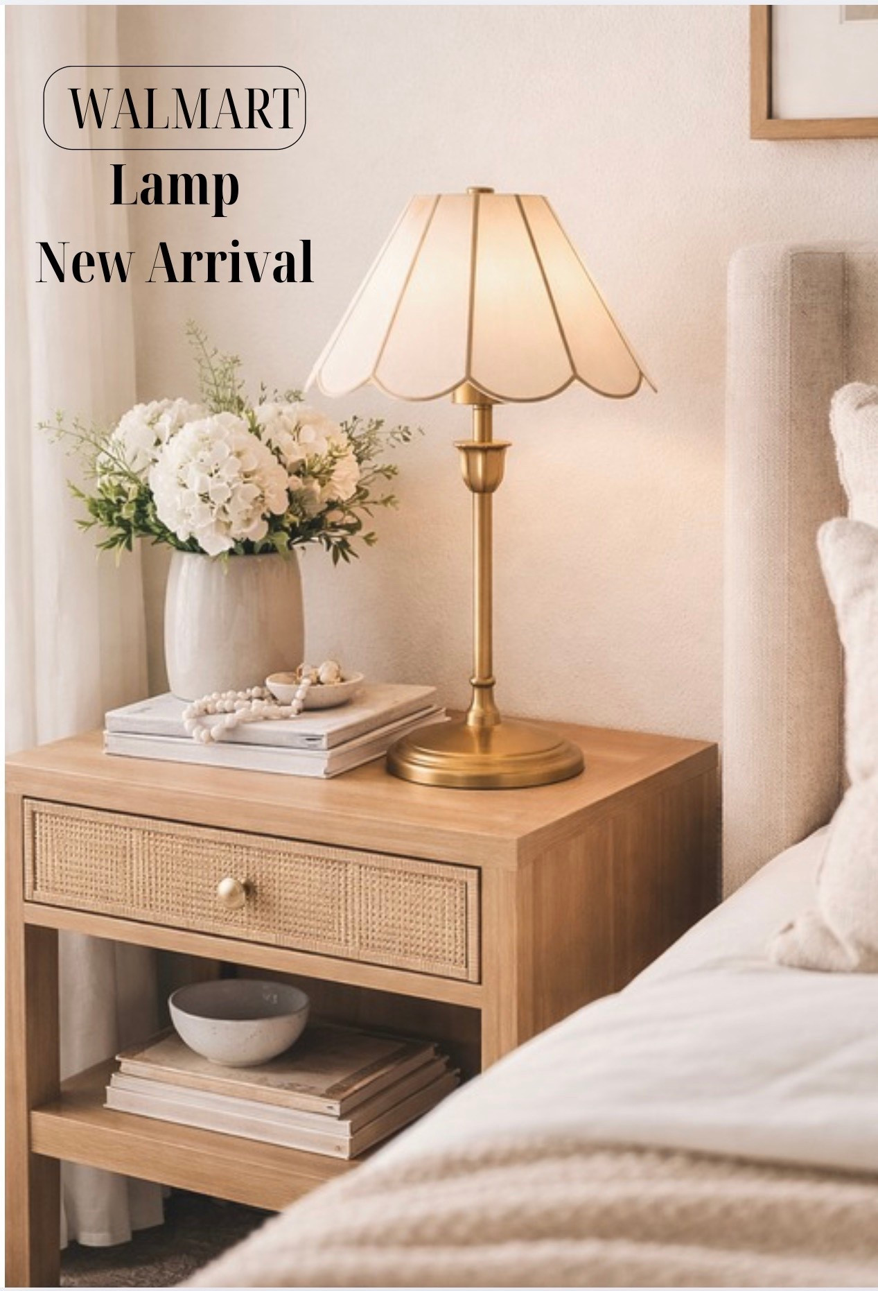 Nightstand styling lately 🤍 This scalloped shade table lamp from Walmart adds the prettiest warm glow and gives that vintage-inspired look without the high price tag. Perfect for cozy bedroom lighting or a styled nightstand moment. ✨#LTKFinds #WalmartHome #BedroomDecor #NightstandStyling #ModernOrganic #NeutralHome #HomeDecorFinds #CozyHome

#LTKSeasonal #LTKHome #LTKSaleAlert