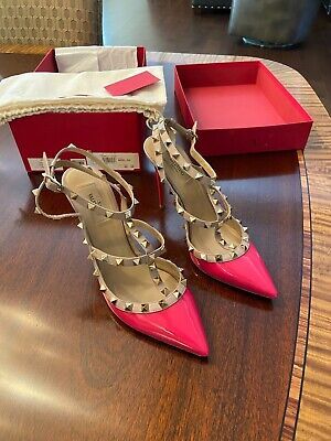 Valentino Rockstud Fuchsia Hot Pink Nude Heels Shoes Sz 40  | eBay | eBay US