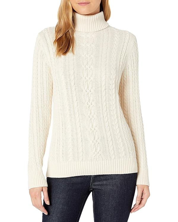 Amazon Essentials Women's Fisherman Cable Turtleneck Sweater (Available in Plus Size) | Amazon (US)