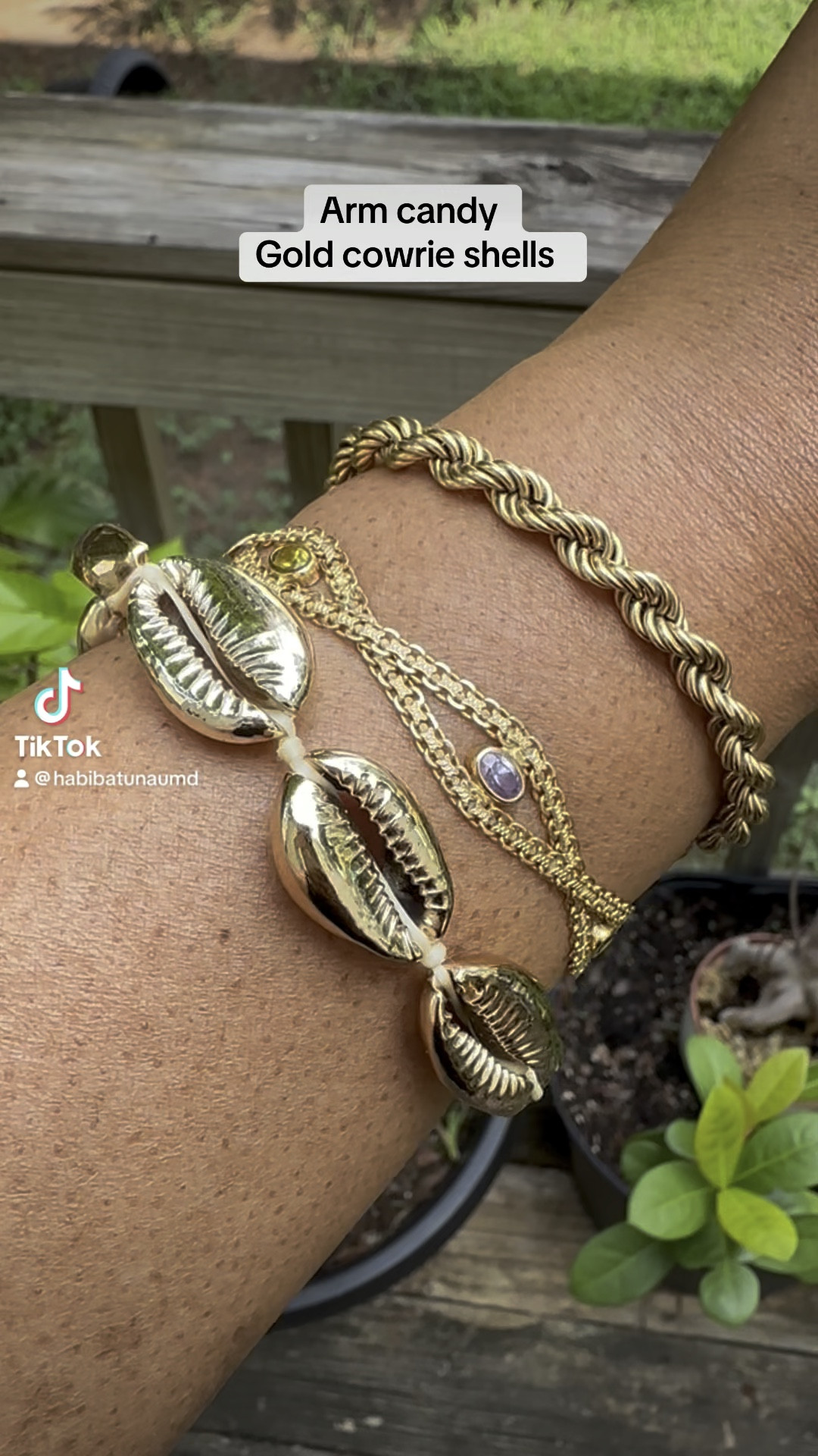 Gold cowrie shell bracelet arm candy shell jewelry 

#LTKStyleTip #LTKFindsUnder100 #LTKVideo