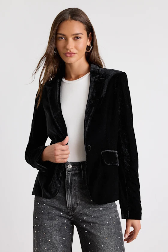 Cashton Black Velvet Blazer | Lulus
