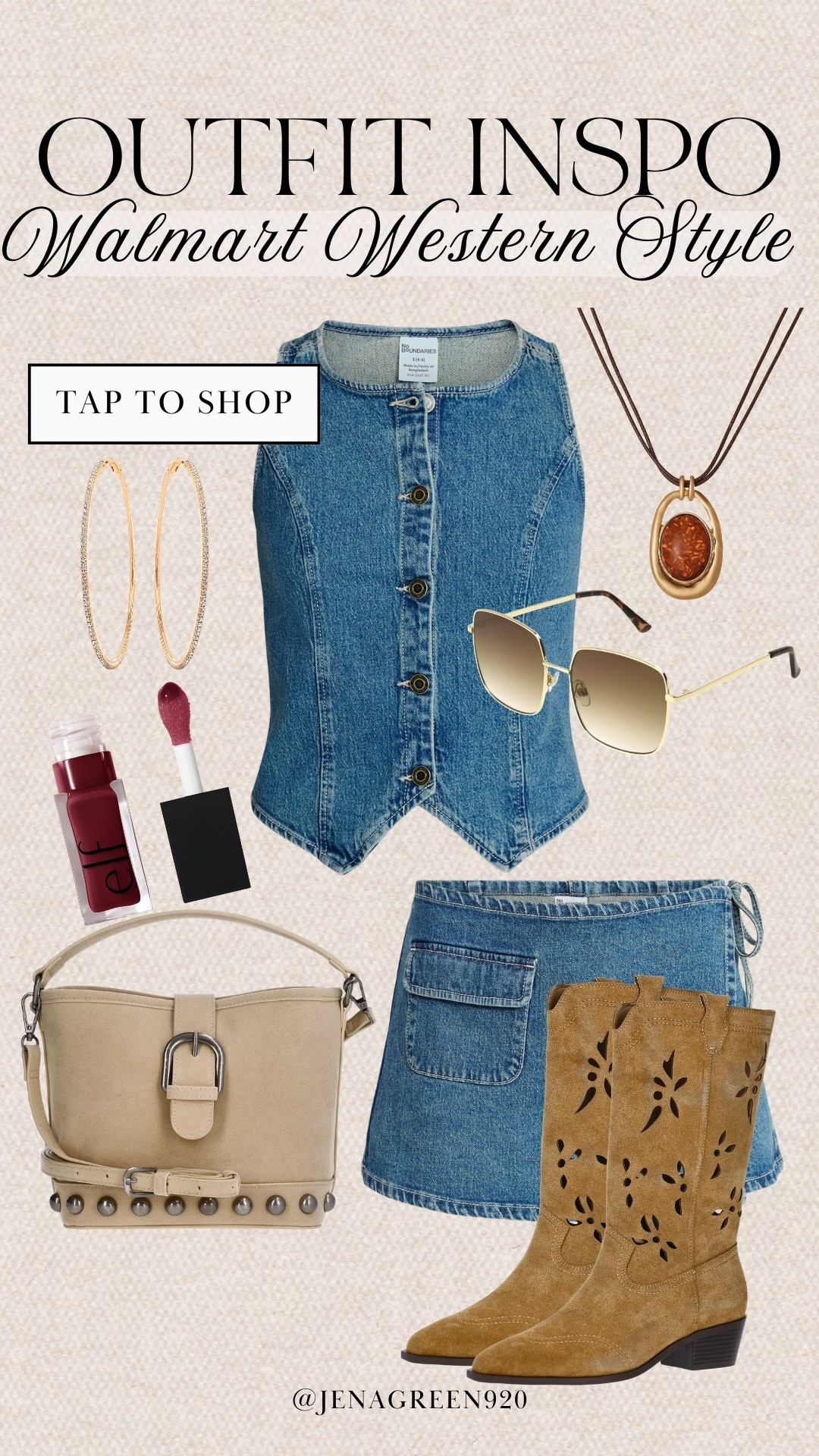 Walmart Western Outfit | Denim Set | Country Concert Outfit | Denim Skort | Western Boots 

#LTKSeasonal #LTKootd