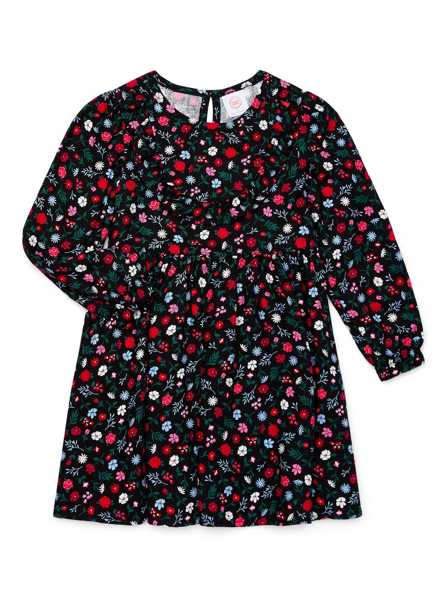 Wonder Nation Toddler Girls Ruffle Floral Print Dress, Sizes 12M-5T | Walmart (US)