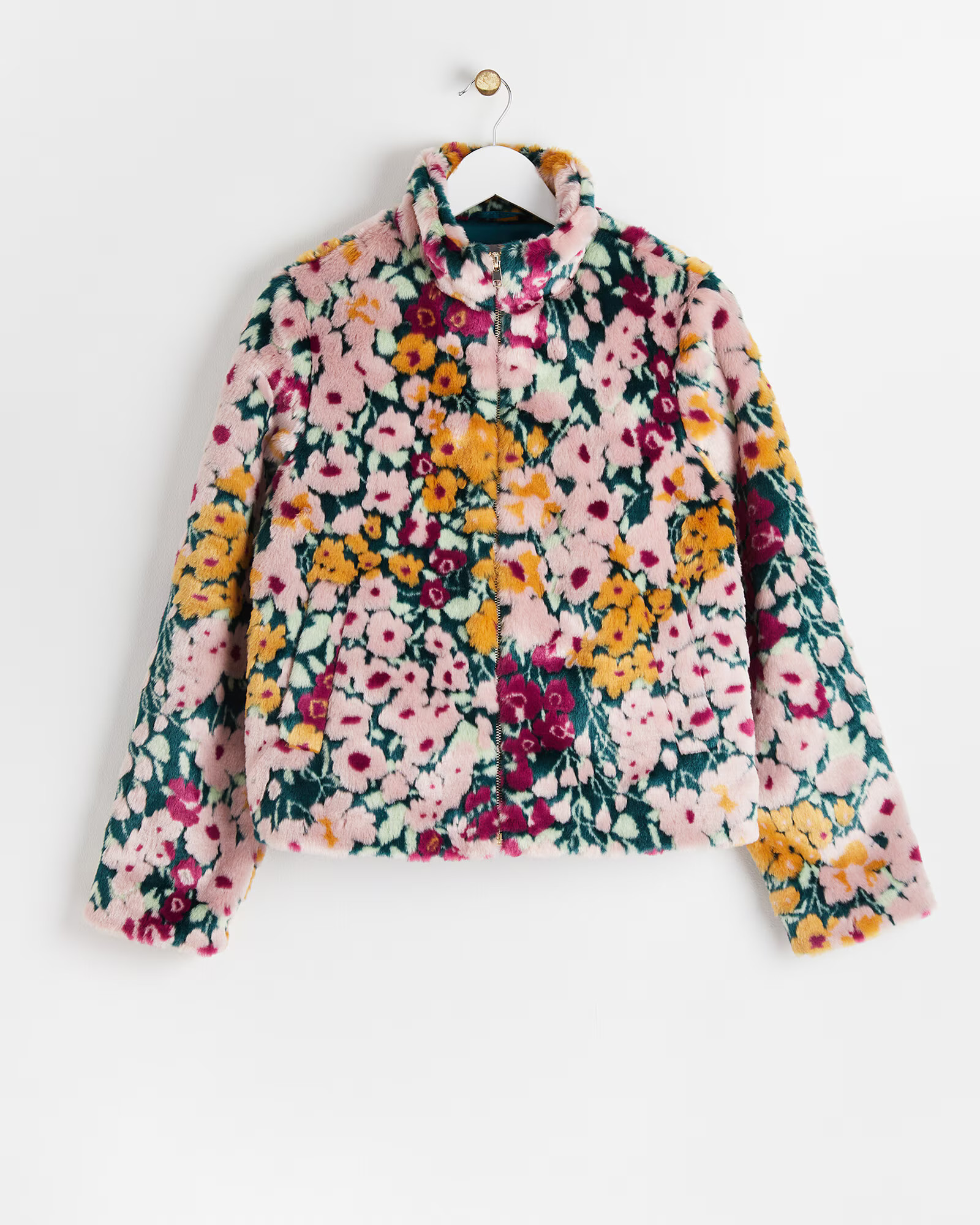 Floral Green Faux Fur Coat | Oliver Bonas | Oliver Bonas (Global)