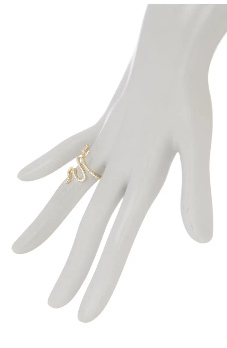 14K Gold Plated Swarovski Crystal Accented Winding Snake Ring | Nordstrom Rack