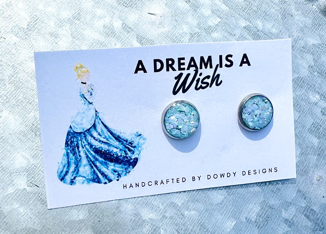 Handmade Princess Inspired Earrings | Cinderella Inspired Earrings | Blue Glitter Earrings | Irid... | Etsy (US)