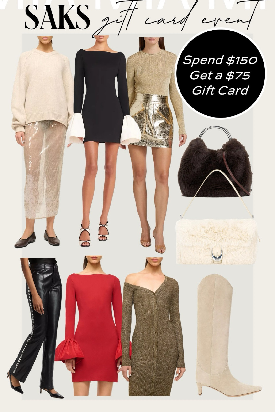 Saks Gift Card Event picks!
Spend Only $150* & Earn a $75 Gift Card! Use code BFGIFTSF. Valid 11/27-11/30
@saks #SaksPartner #Saks


#LTKSaleAlert #LTKCyberWeek #LTKHoliday