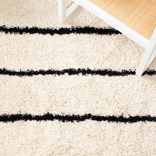 Prendergast Machine Woven / Power Loomed Performance Ivory/Black Rug | Wayfair North America