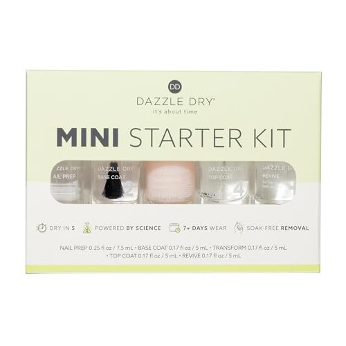 Dazzle Dry Complete Starter Mini Kit | Step 1 - Nail Prep, Step 2 - Base Coat, Step 4 - Top Coat, Transform - Ridge Filler & Revive - Polish & Top Coat Thinner. | Amazon (US)