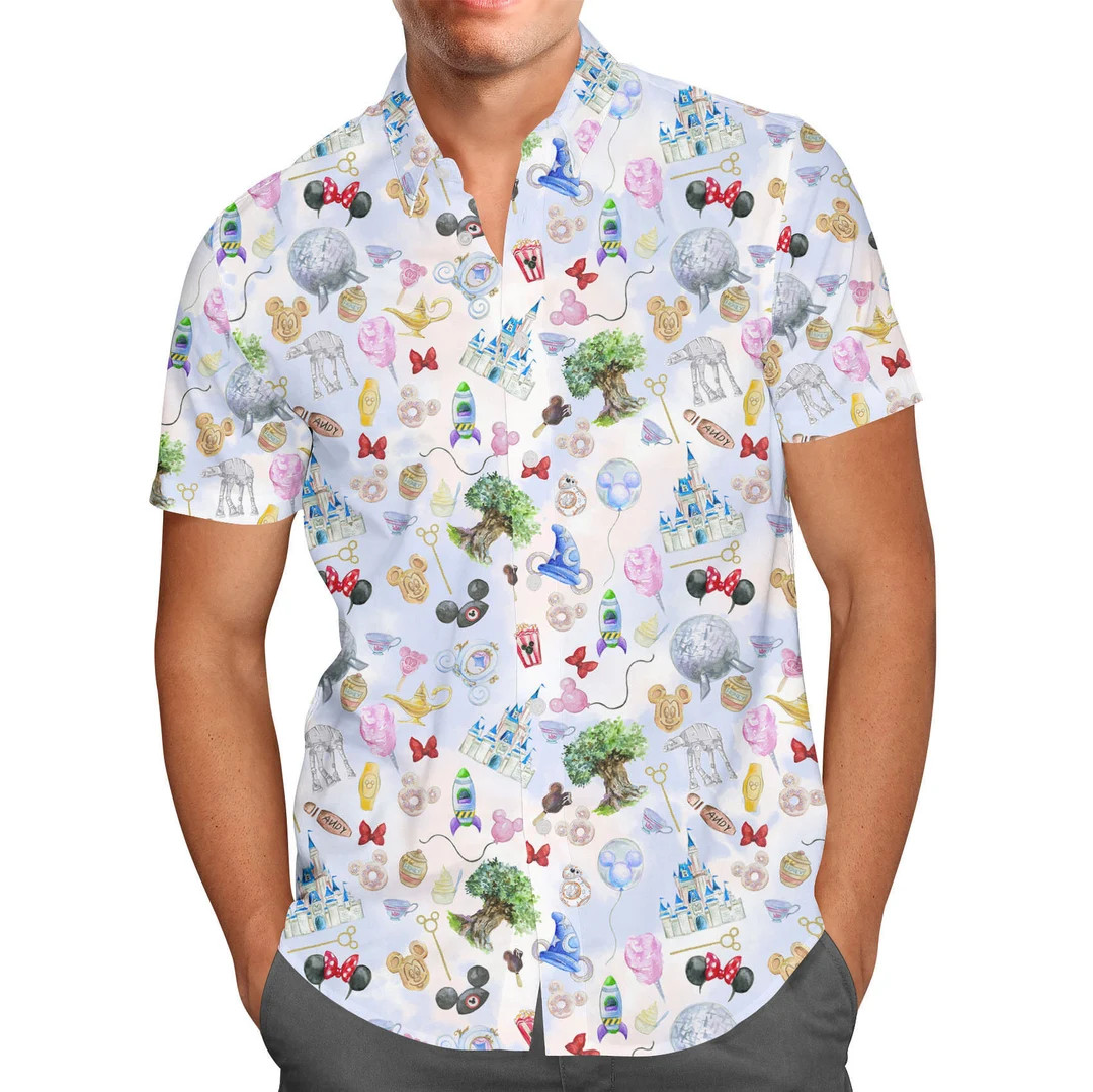 WDW Park Hopper - Disney Inspired Men's Button Down Short-Sleeved Shirt in XS - 5XL | Etsy (US)
