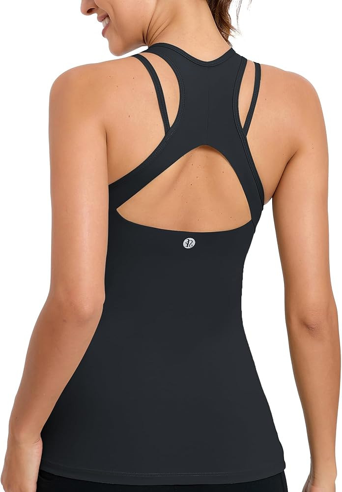 RUNNING GIRL Workout Tank Tops with Built in Bras for Women,Compression Shirt Strappy Back Athlet... | Amazon (US)