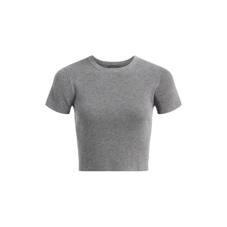 Ribbed Sweater Baby Tee | Charcoal | nuuds