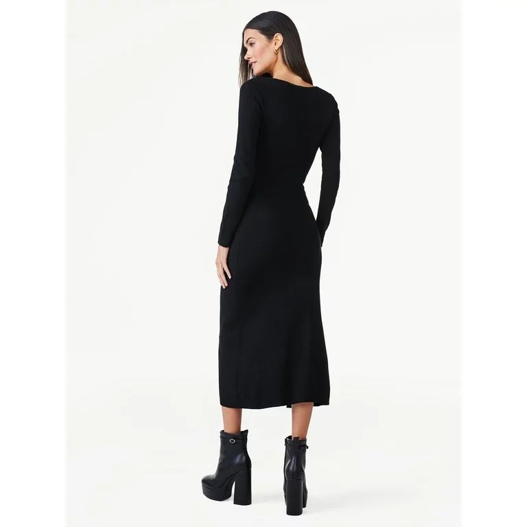 Scoop Women's Tie Midi Sweater Dress, Sizes XS-XXL | Walmart (US)