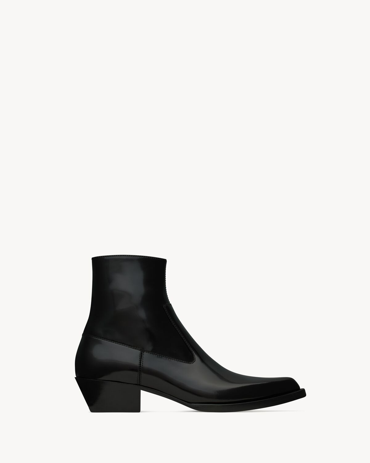 beat booties in glazed leather | Saint Laurent Inc. (Global)