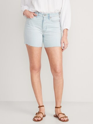 High-Waisted Button-Fly OG Straight Cut-Off Jean Shorts for Women -- 5-inch inseam | Old Navy (US)