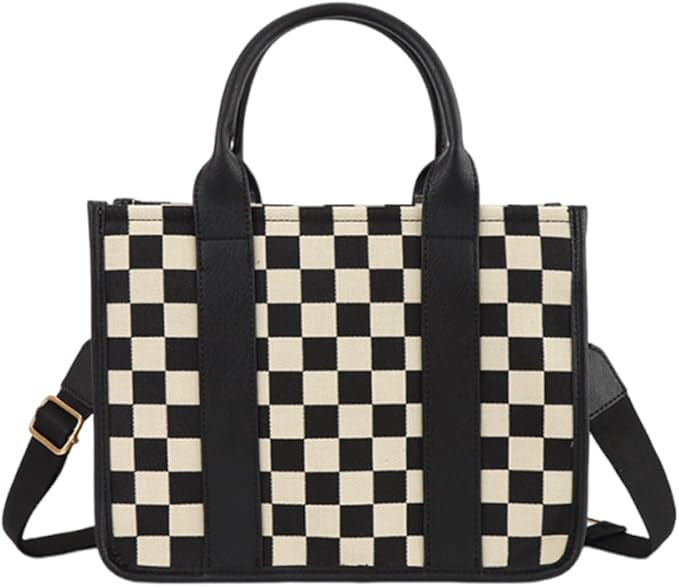 Checkered Tote Bag for Women - Plaid Handbag Checkerboard Crossbody Shoulder Bag Trendy Checkered... | Amazon (US)