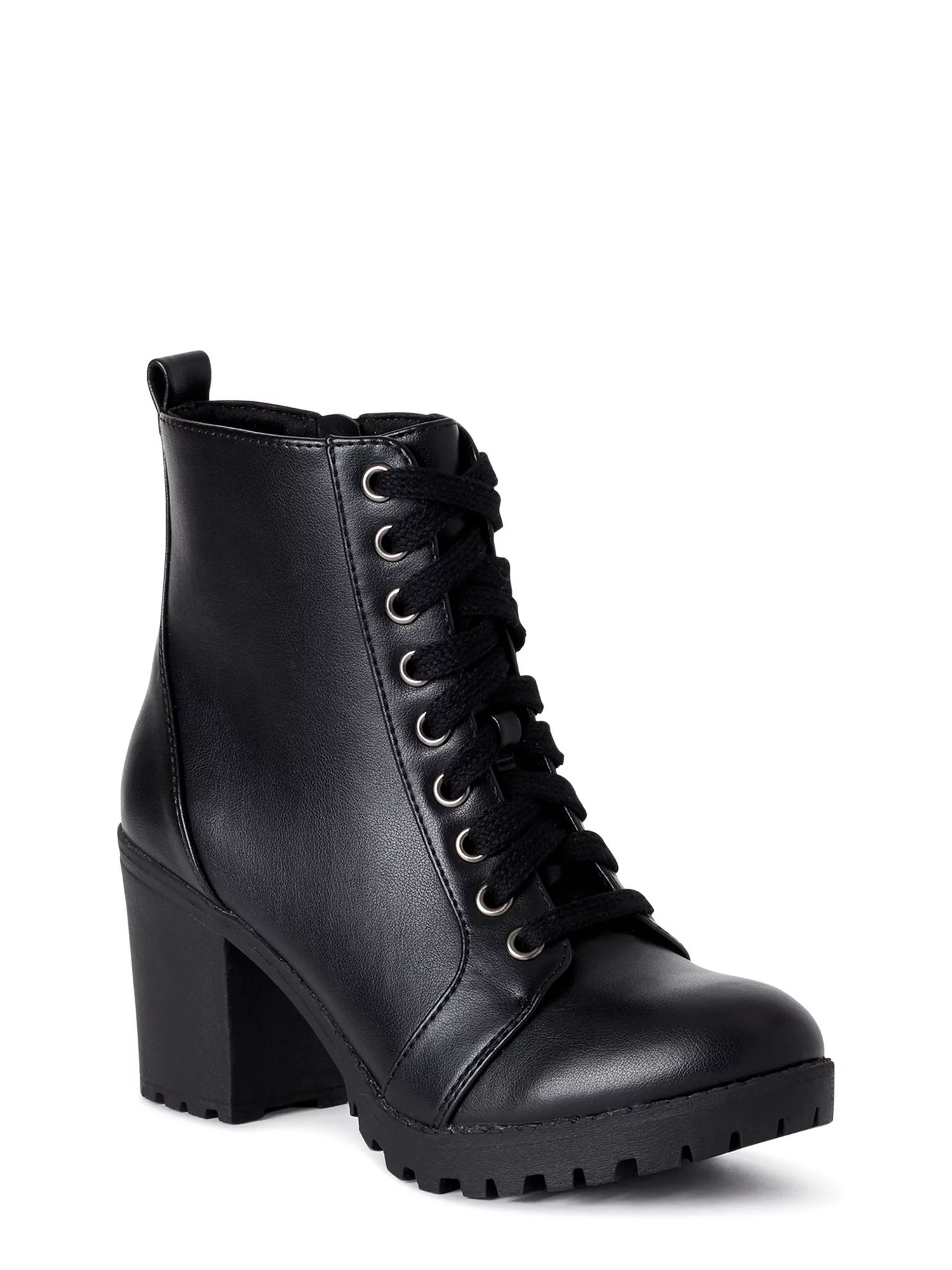Time and Tru Lace Up Moto Bootie (Women's) (Wide Width Available) | Walmart (US)