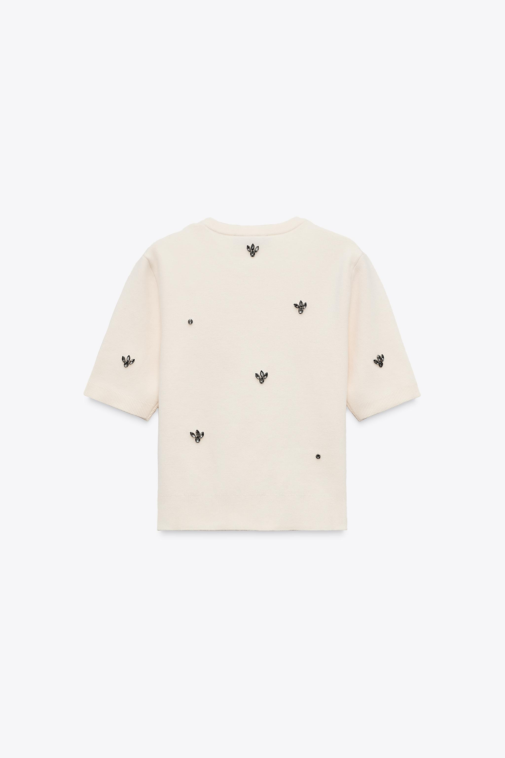 TOP IN MAGLIA CON PERLINE GIOIELLO | Zara IT