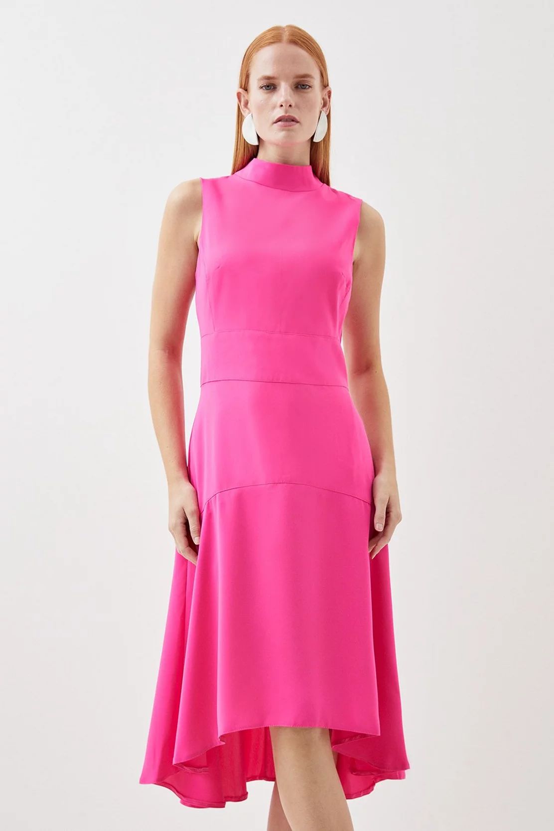 Soft Tailored High Low Midi Dress | Karen Millen US
