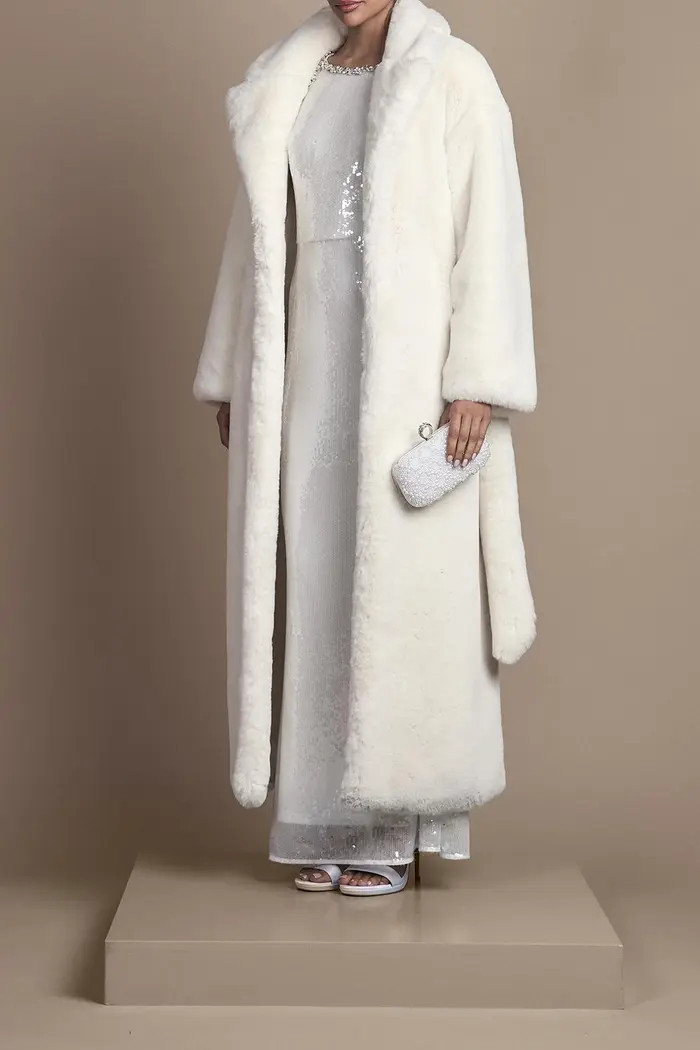 Coast Occasion Belted Longline Fur Coat | Nordstrom | Nordstrom