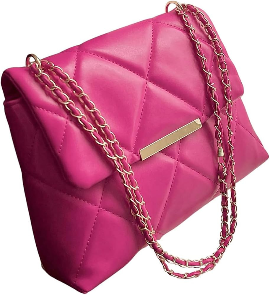 Floerns Women's Quilted Tote Bag Square Bag Leather Clutch Purse Flap Shoulder Bag | Amazon (US)