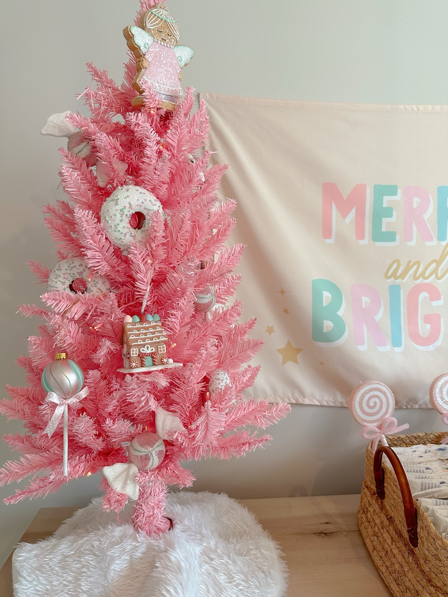 Pink Christmas tree
Tabletop Christmas tree
Kids Christmas tree
Ornaments 
Bakery Christmas theme 
Christmas banner 
Nursery Christmas decor 
Little girl Christmas decorations 

#LTKHoliday #LTKSeasonal #LTKhome