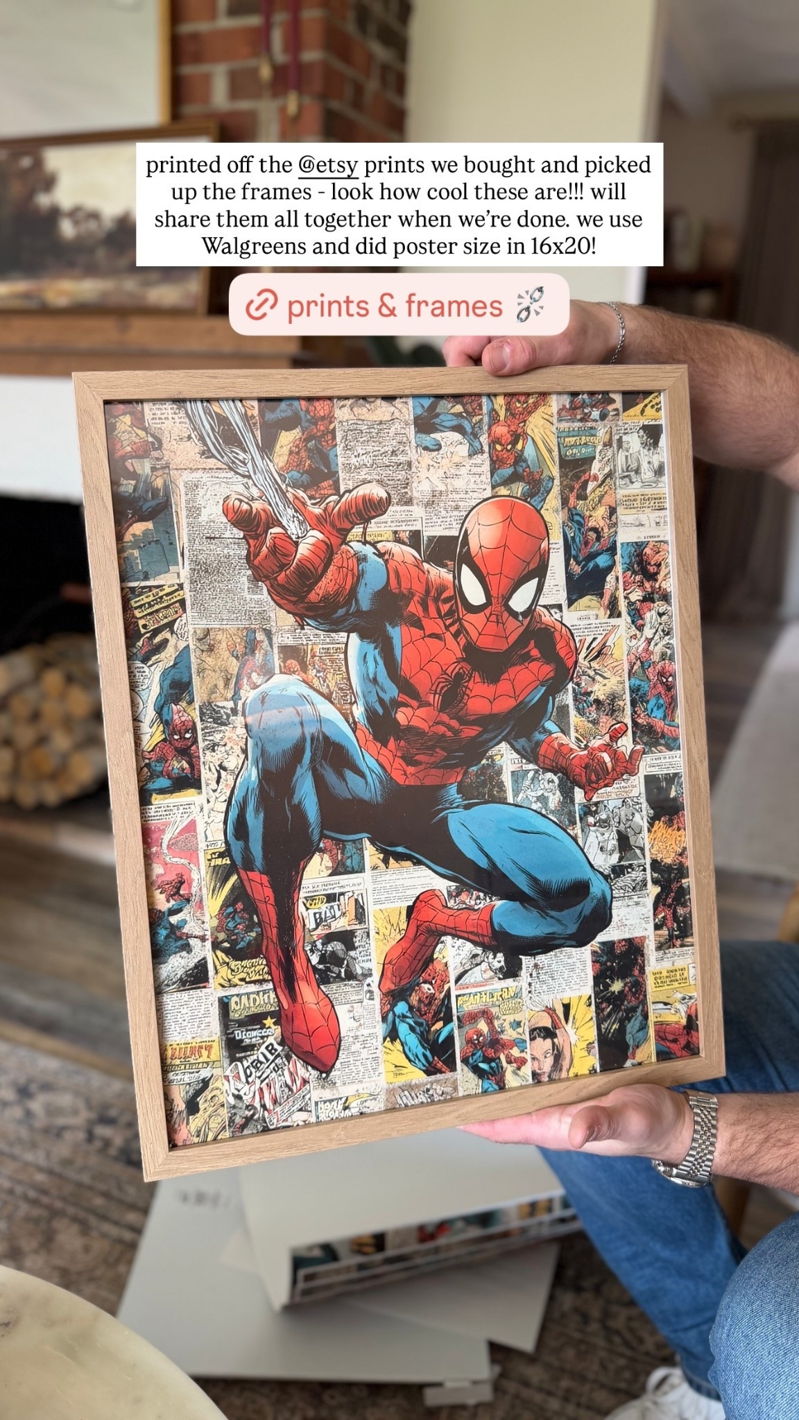 printed off the @etsy prints we bought and picked up the frames - look how cool these are!!! will share them all together when we’re done. we use Walgreens and did poster size in 16x20!